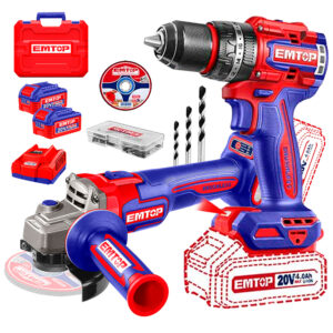 COMBO TALADRO PERCUTOR 66NM + AMOLADORA 20V EMTOP